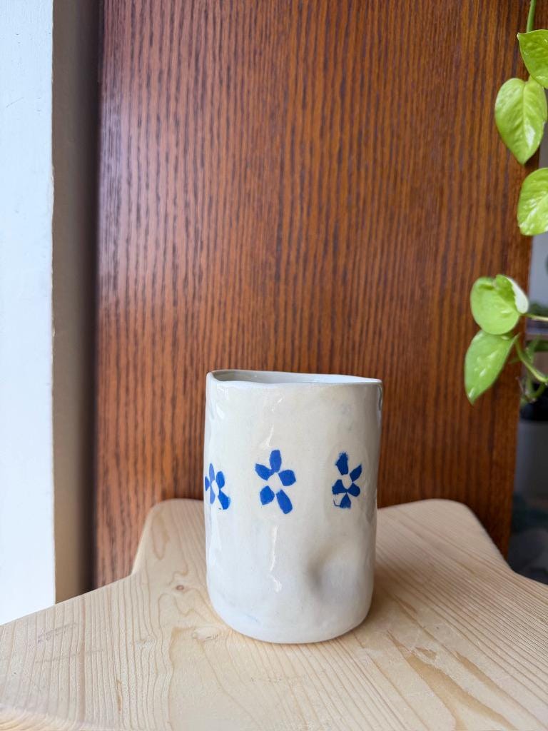 ⊹₊⟡⋆ flower pattern nerikomi style cups ~ inlaid clay ⊹₊⟡⋆
