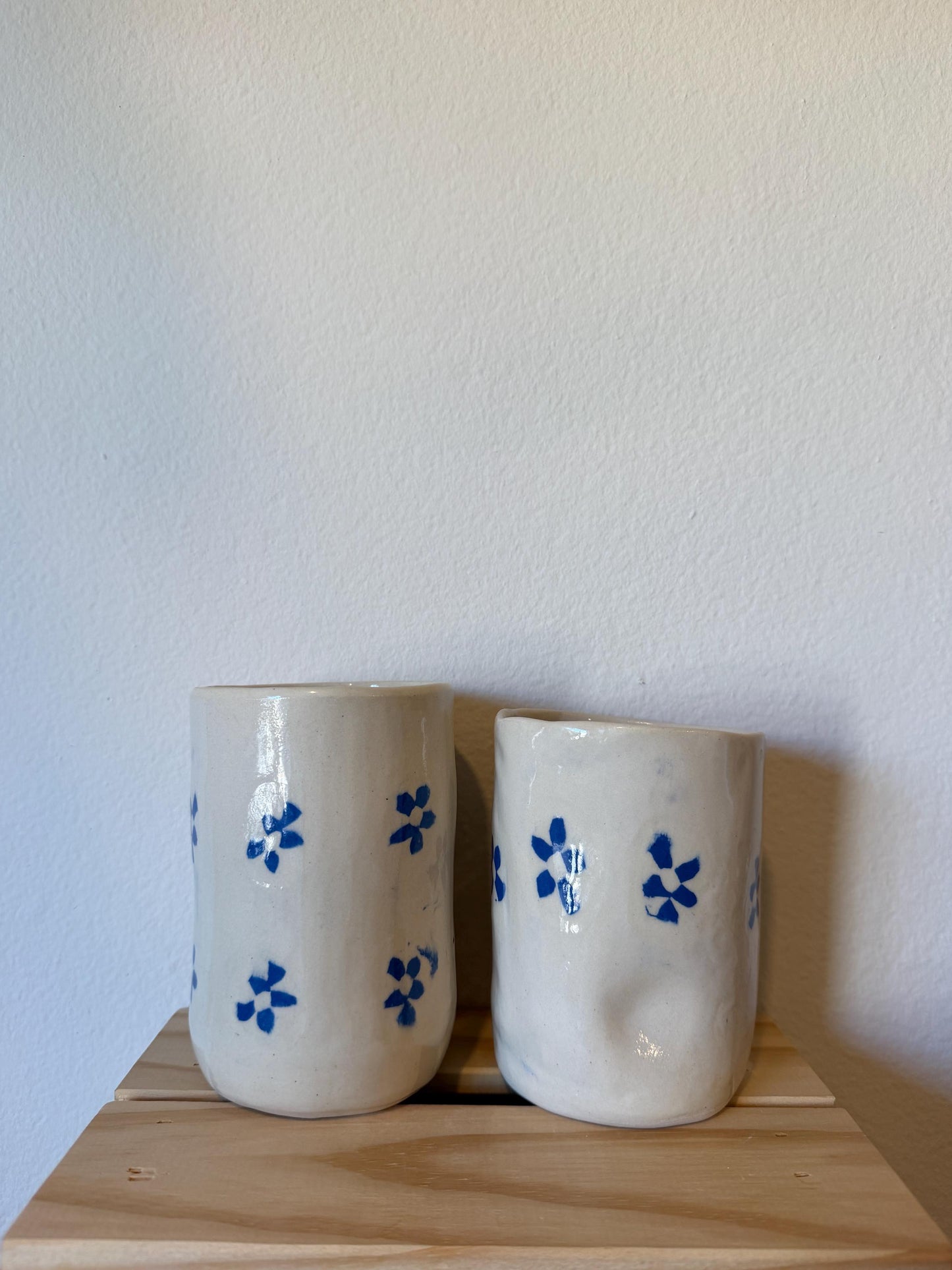 ⊹₊⟡⋆ flower pattern nerikomi style cups ~ inlaid clay ⊹₊⟡⋆