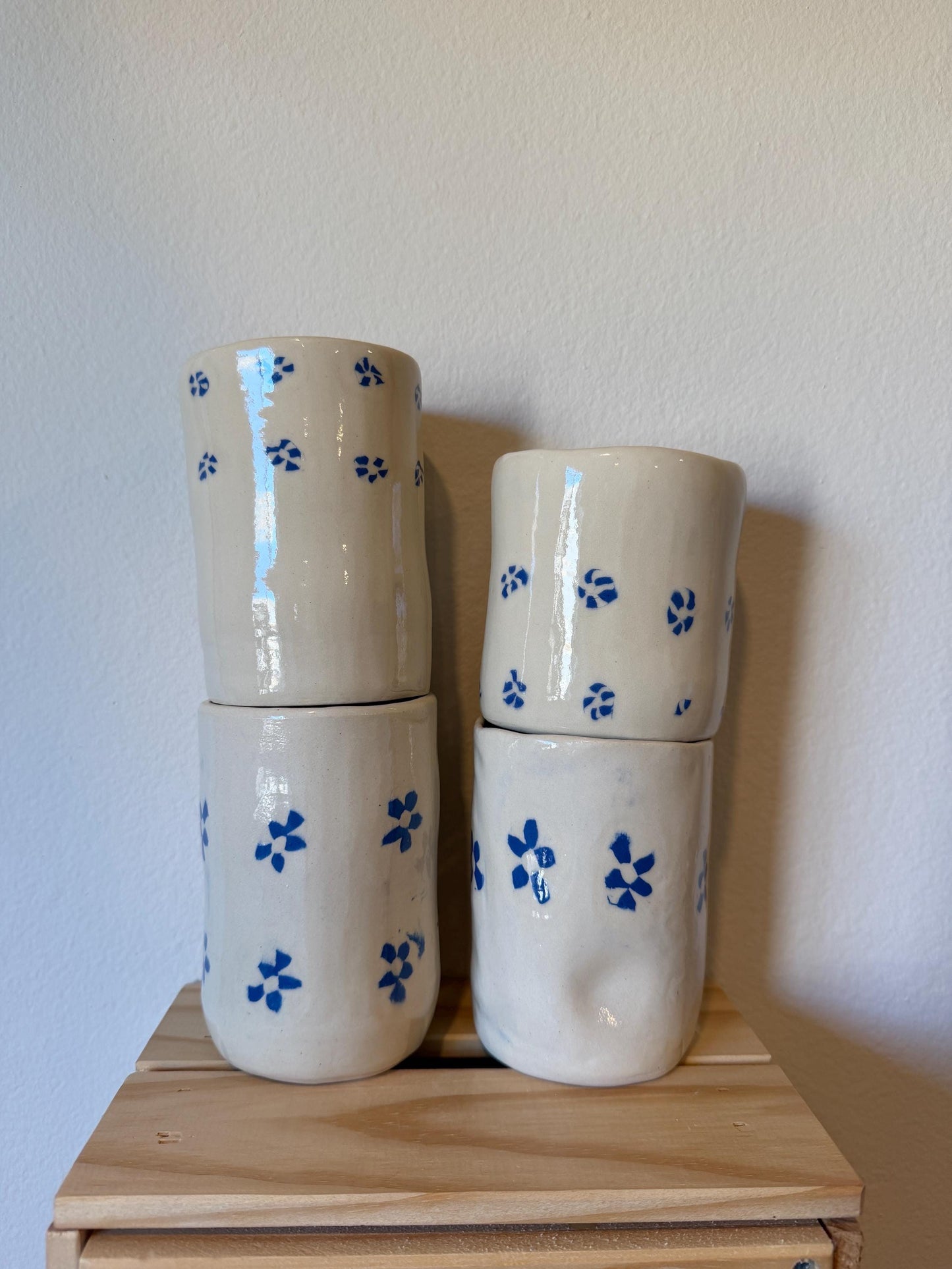 ⊹₊⟡⋆ flower pattern nerikomi style cups ~ inlaid clay ⊹₊⟡⋆