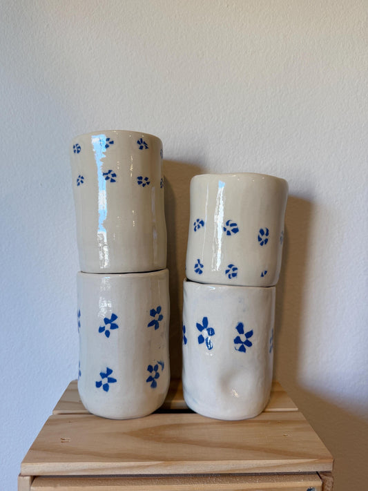 ⊹₊⟡⋆ flower pattern nerikomi style cups ~ inlaid clay ⊹₊⟡⋆