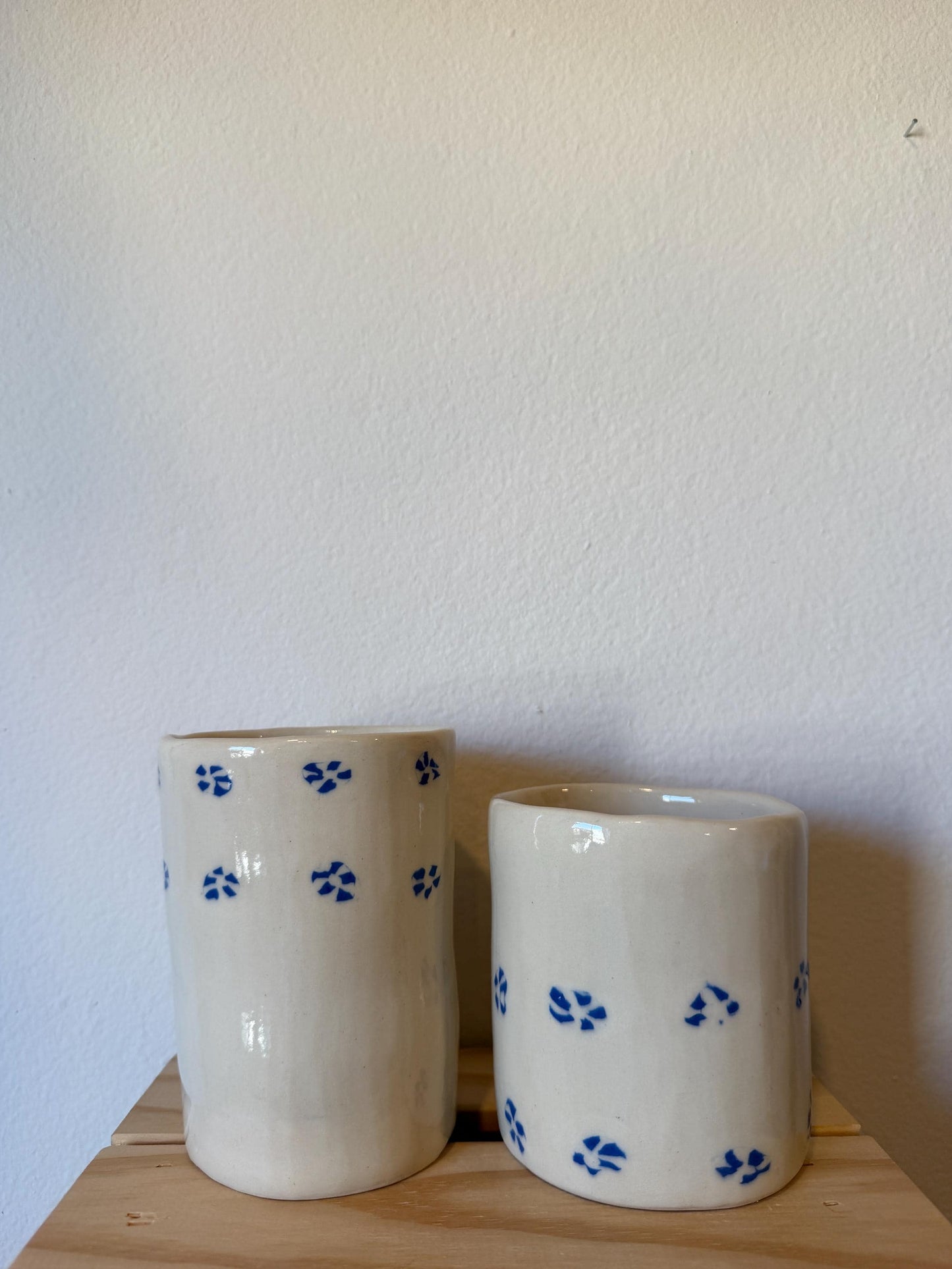 ⊹₊⟡⋆ flower pattern nerikomi style cups ~ inlaid clay ⊹₊⟡⋆