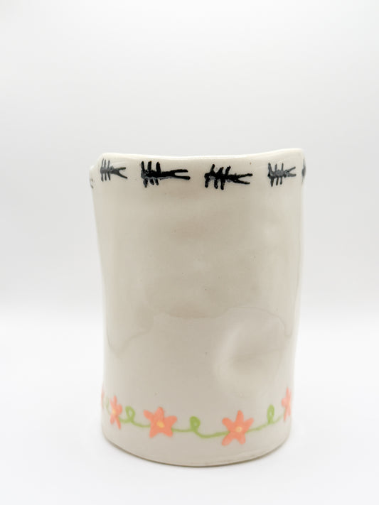 ⊹₊⟡⋆handmade floral and bug ceramic tumbler / to go cup ~~~⊹₊⟡⋆