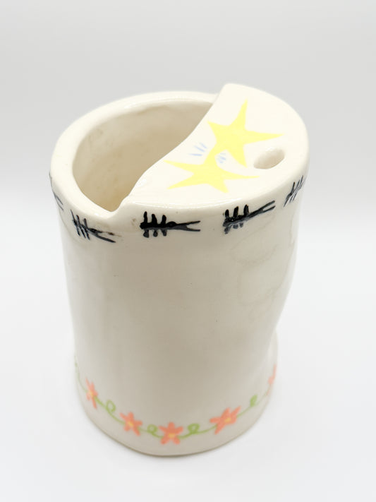⊹₊⟡⋆handmade floral and bug ceramic tumbler / to go cup ~~~⊹₊⟡⋆