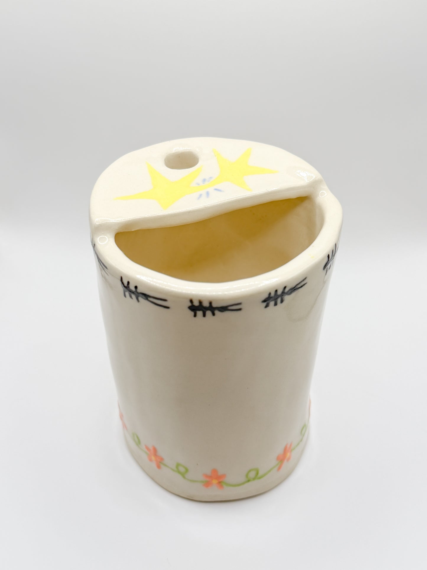 ⊹₊⟡⋆handmade floral and bug ceramic tumbler / to go cup ~~~⊹₊⟡⋆