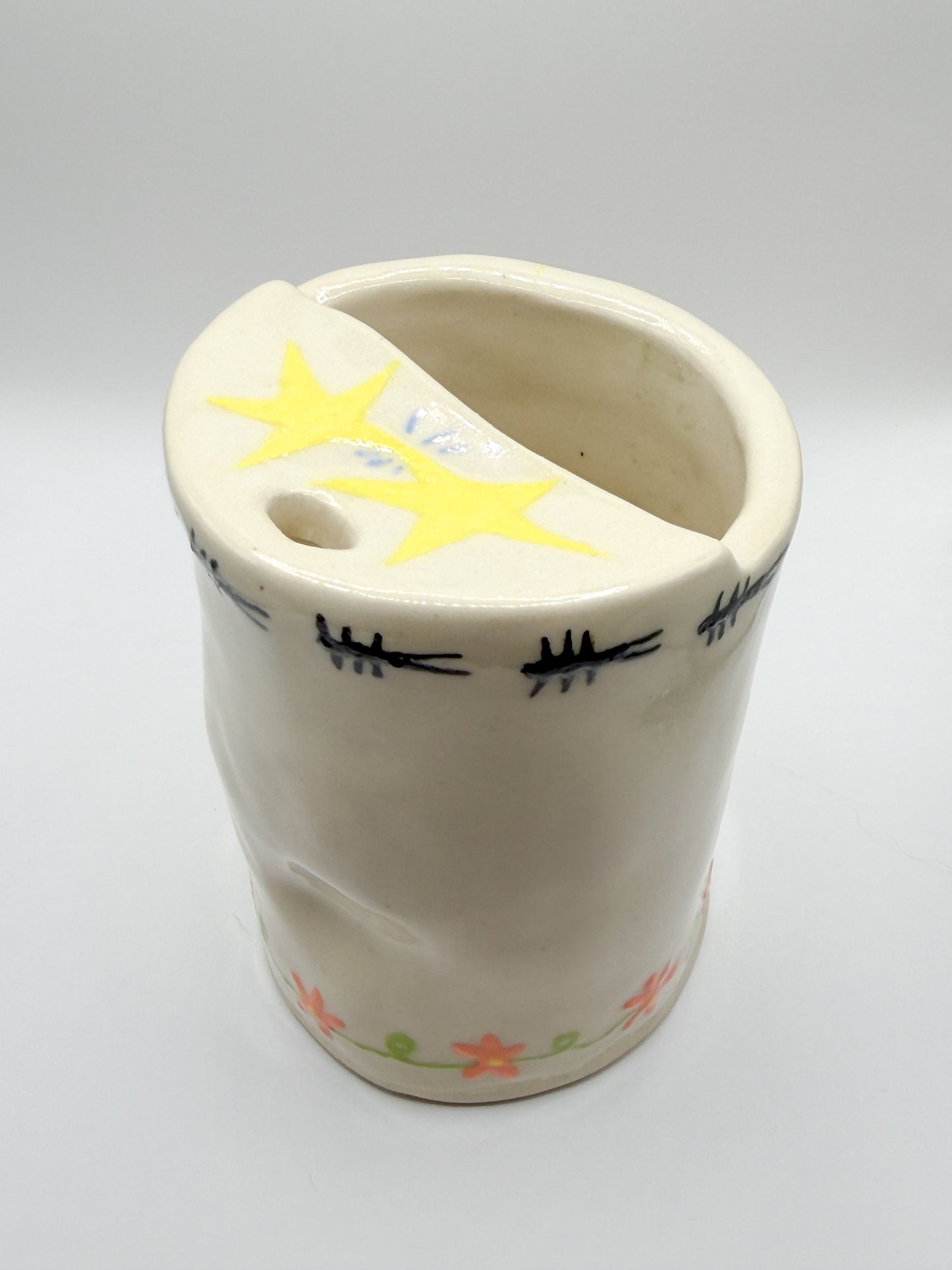 ⊹₊⟡⋆handmade floral and bug ceramic tumbler / to go cup ~~~⊹₊⟡⋆