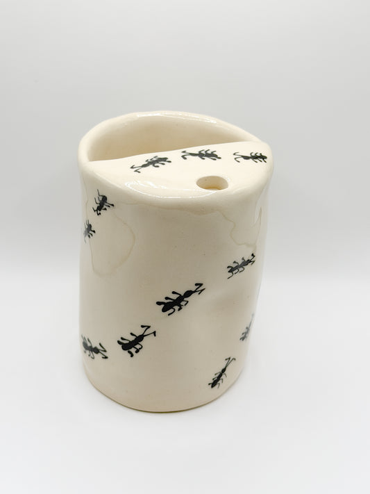 ⊹₊⟡⋆handmade floral and bug ceramic tumbler / to go cup ~~~⊹₊⟡⋆