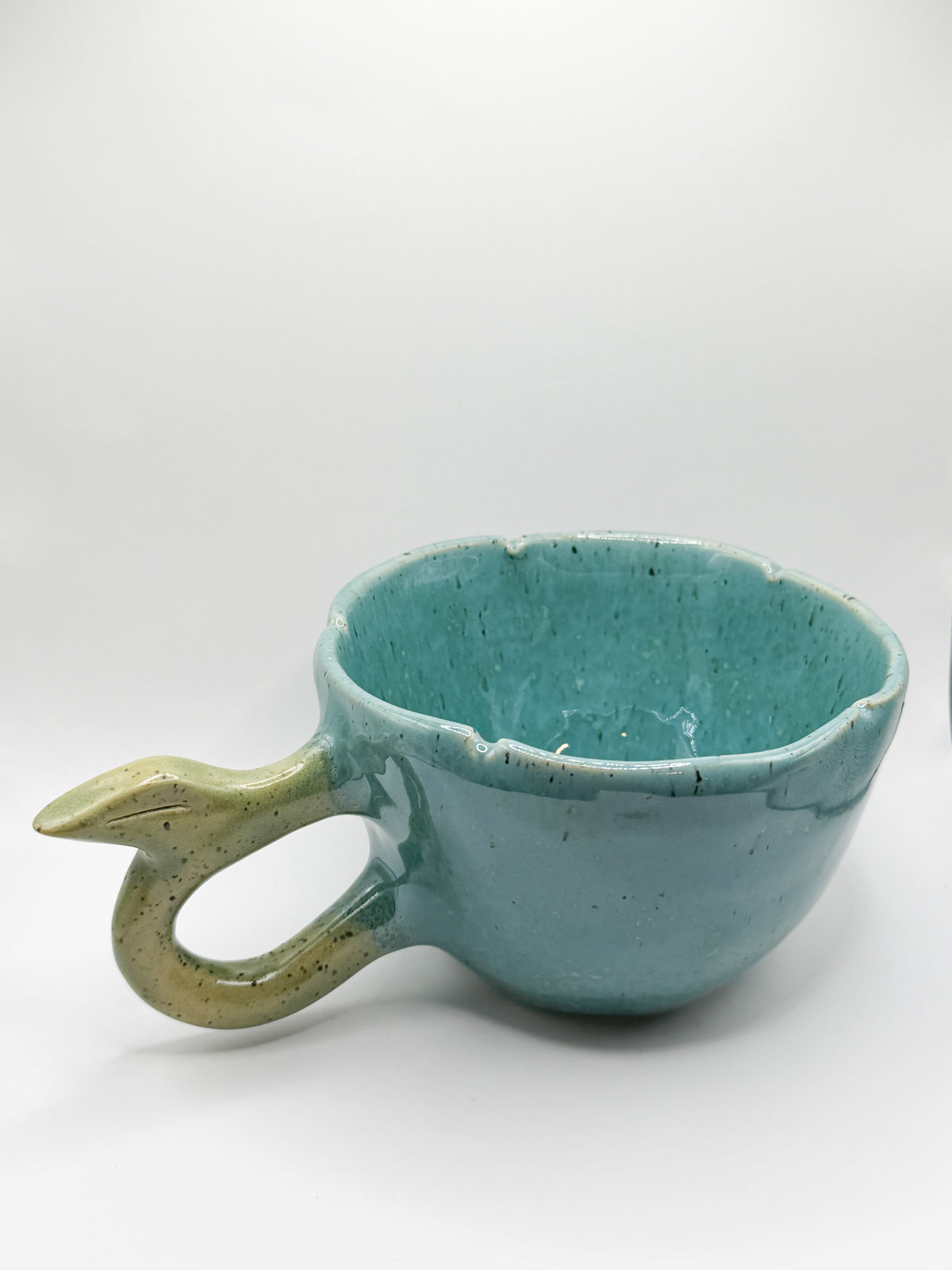 ⊹₊⟡⋆ robin's egg ~ ceramic flower shaped coffee mug/tea cup ~ ⊹₊⟡⋆