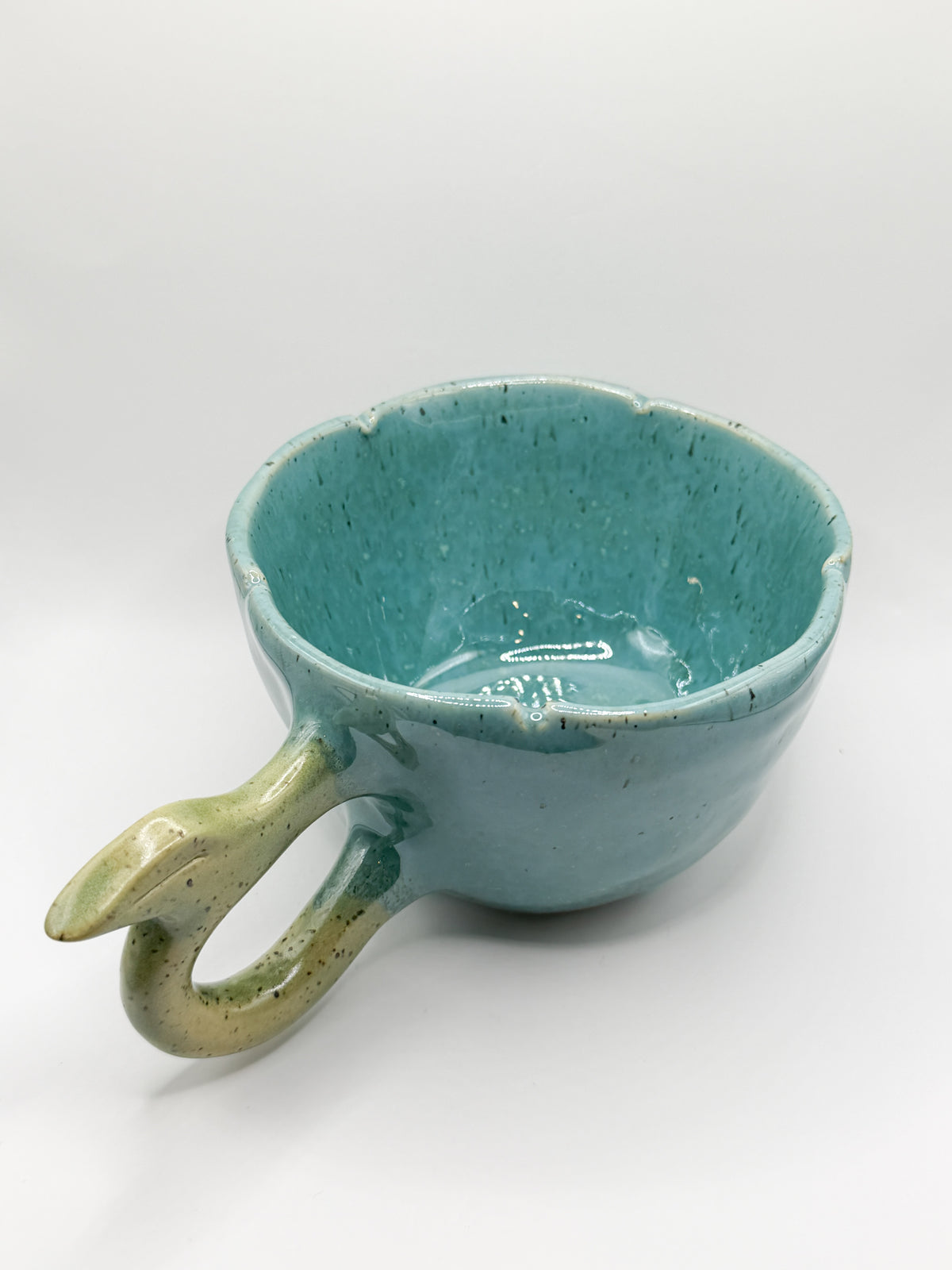 ⊹₊⟡⋆ robin's egg ~ ceramic flower shaped coffee mug/tea cup ~ ⊹₊⟡⋆