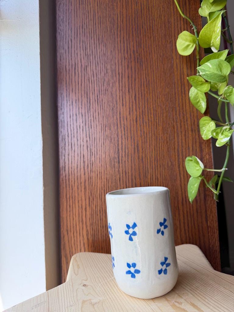 ⊹₊⟡⋆ flower pattern nerikomi style cups ~ inlaid clay ⊹₊⟡⋆