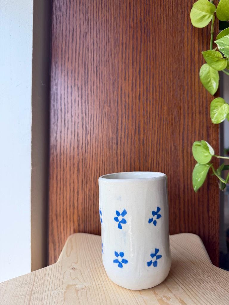 ⊹₊⟡⋆ flower pattern nerikomi style cups ~ inlaid clay ⊹₊⟡⋆