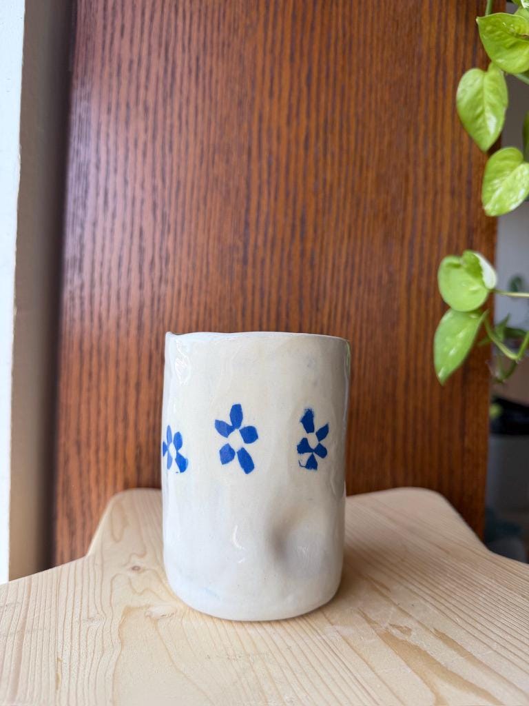 ⊹₊⟡⋆ flower pattern nerikomi style cups ~ inlaid clay ⊹₊⟡⋆